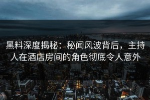 黑料深度揭秘：秘闻风波背后，主持人在酒店房间的角色彻底令人意外