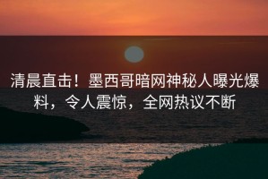 清晨直击！墨西哥暗网神秘人曝光爆料，令人震惊，全网热议不断