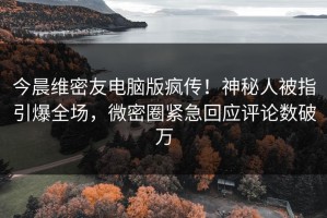 今晨维密友电脑版疯传！神秘人被指引爆全场，微密圈紧急回应评论数破万