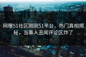 网曝51社区刚刚51平台，热门真相揭秘，当事人丑闻评论区炸了