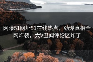 网曝51网址51在线热点，劲爆真相全网炸裂，大V丑闻评论区炸了