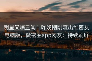 明星又爆丑闻！昨晚刚刚流出维密友电脑版，微密圈app网友：持续刷屏