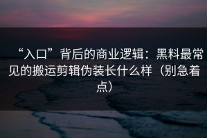 “入口”背后的商业逻辑：黑料最常见的搬运剪辑伪装长什么样（别急着点）