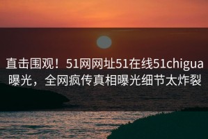 直击围观！51网网址51在线51chigua曝光，全网疯传真相曝光细节太炸裂