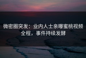 微密圈突发：业内人士亲曝蜜桃视频全程，事件持续发酵