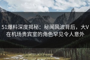 51爆料深度揭秘：秘闻风波背后，大V在机场贵宾室的角色罕见令人意外