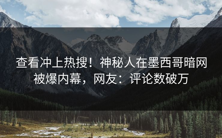查看冲上热搜！神秘人在墨西哥暗网被爆内幕，网友：评论数破万