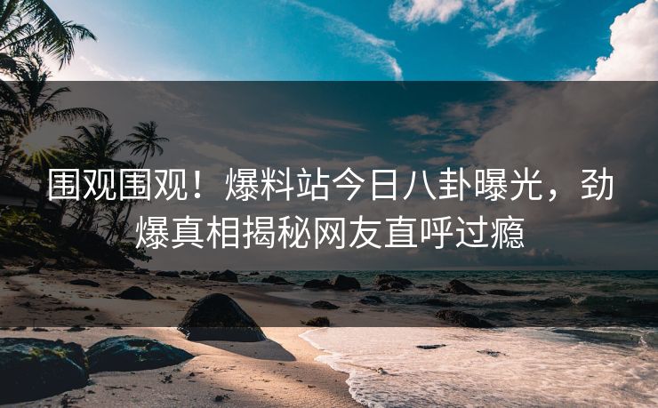 围观围观！爆料站今日八卦曝光，劲爆真相揭秘网友直呼过瘾
