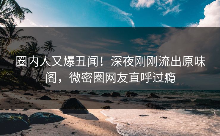 圈内人又爆丑闻！深夜刚刚流出原味阁，微密圈网友直呼过瘾