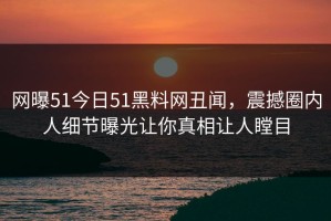 网曝51今日51黑料网丑闻，震撼圈内人细节曝光让你真相让人瞠目