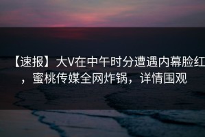 【速报】大V在中午时分遭遇内幕脸红，蜜桃传媒全网炸锅，详情围观