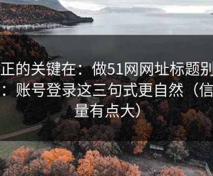 真正的关键在：做51网网址标题别堆词：账号登录这三句式更自然（信息量有点大）