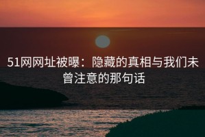 51网网址被曝：隐藏的真相与我们未曾注意的那句话