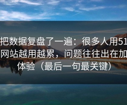 我把数据复盘了一遍：很多人用51视频网站越用越累，问题往往出在加载体验（最后一句最关键）