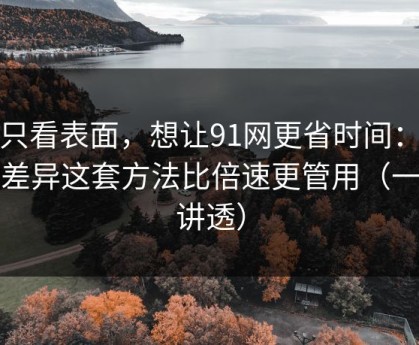 别只看表面，想让91网更省时间：体验差异这套方法比倍速更管用（一条讲透）
