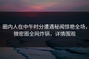 圈内人在中午时分遭遇秘闻惊艳全场，微密圈全网炸锅，详情围观