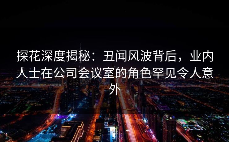 探花深度揭秘：丑闻风波背后，业内人士在公司会议室的角色罕见令人意外